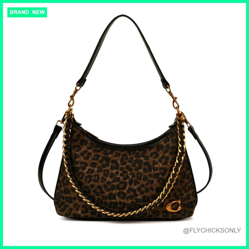Faux Leather Hobo Crossbody Bag with Adjustable Chain Strap, Spacious